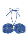 Bandeau Bikini Top, Elastane, in colour Sea Treasure Cloisonne - 1 - GANNI