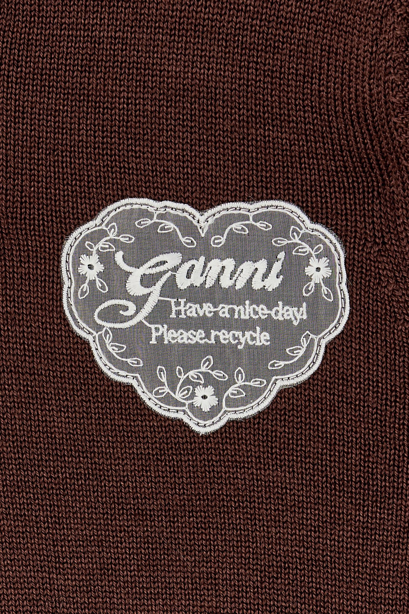 Crewneck i brun uld, Wool, in colour Chicory Coffee - 3 - GANNI