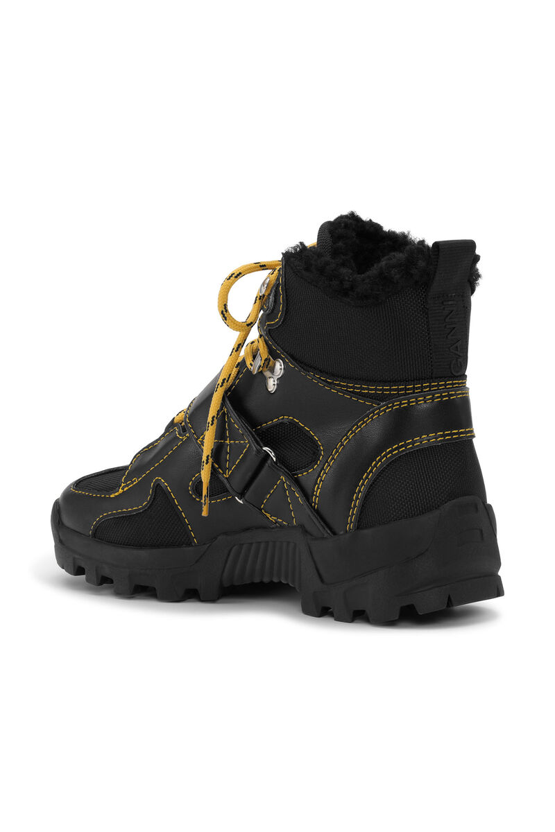 Performance Hiking Velcro Boots, Polyurethane, in colour Black - 2 - GANNI