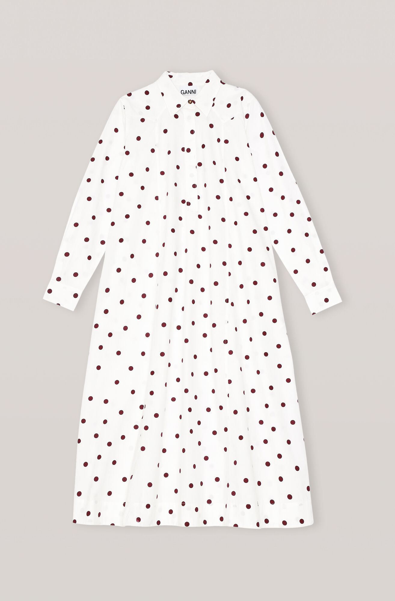 Printed Cotton Poplin Maxi Dress, in colour Egret - 1 - GANNI