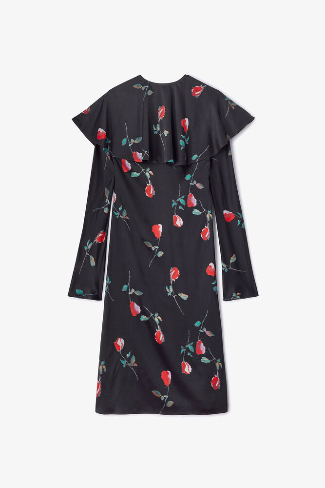 Bedrucktes Satin-Minikleid, Black