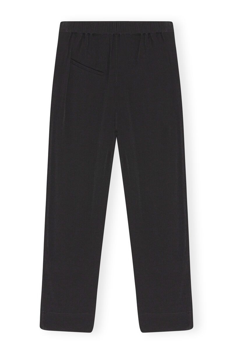 Jacquard Mid Waist Pants, Viscose, in colour Black - 2 - GANNI