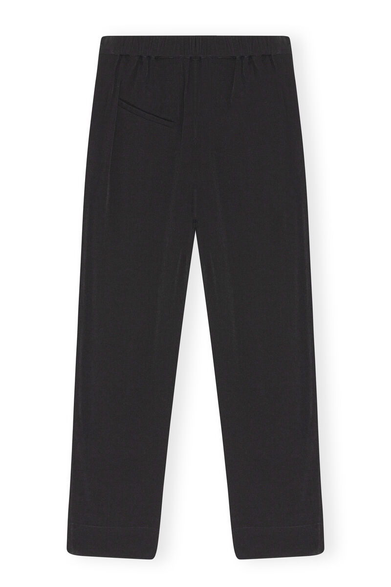 Jacquard Mid Waist Pants, Viscose, in colour Black - 2 - GANNI
