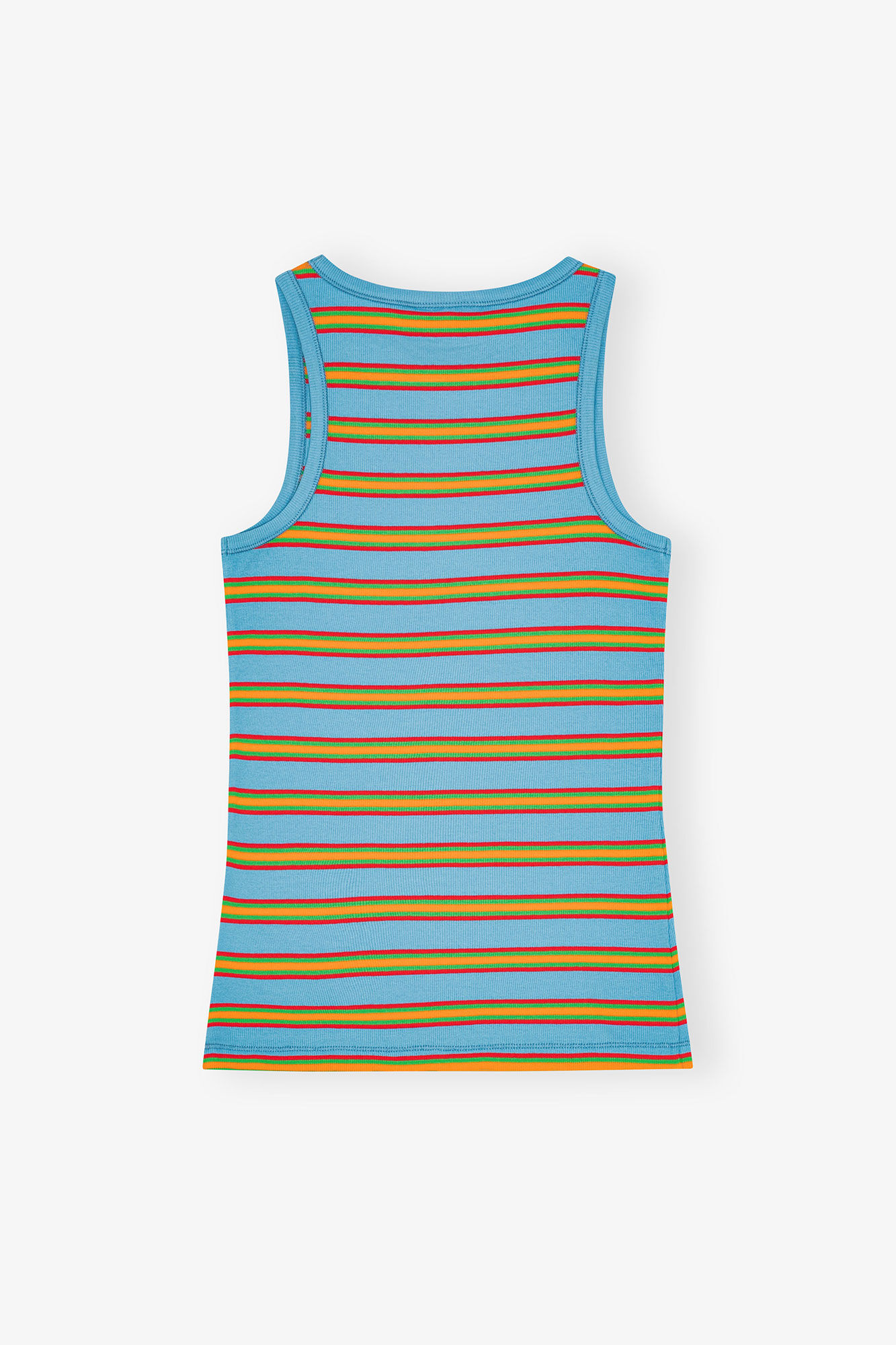 Multicolour Striped Rib Tank Top, Elastane, in colour Multicolour - 2 - GANNI