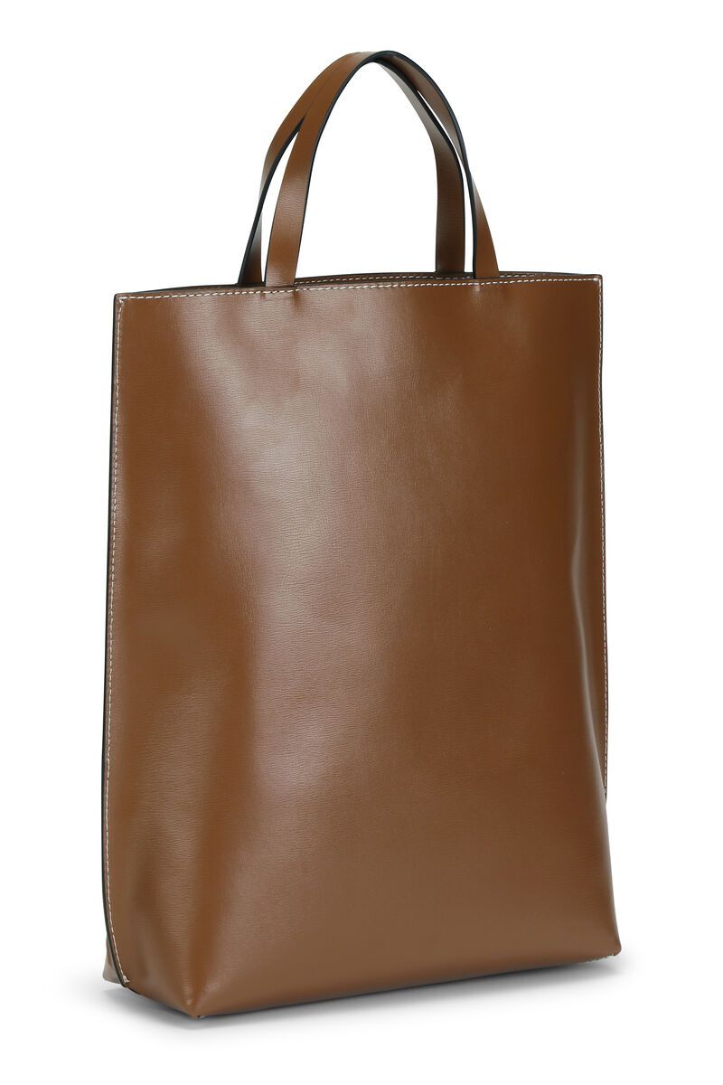Banner Western Tote Bag, Leather, in colour Tiger's Eye - 2 - GANNI