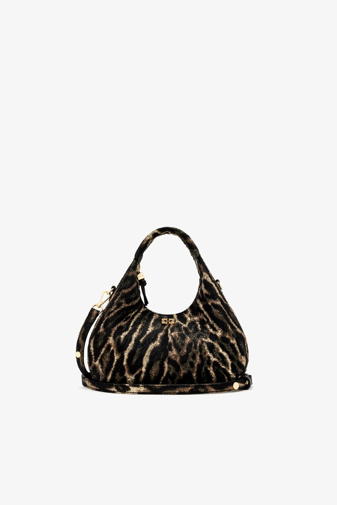 Quick buy Mini Hobo Bag in Metallic Cloque Select color: Antique Bronze Select color: White Pepper Select color: Russet Orange Select color: Chicory Coffee +22