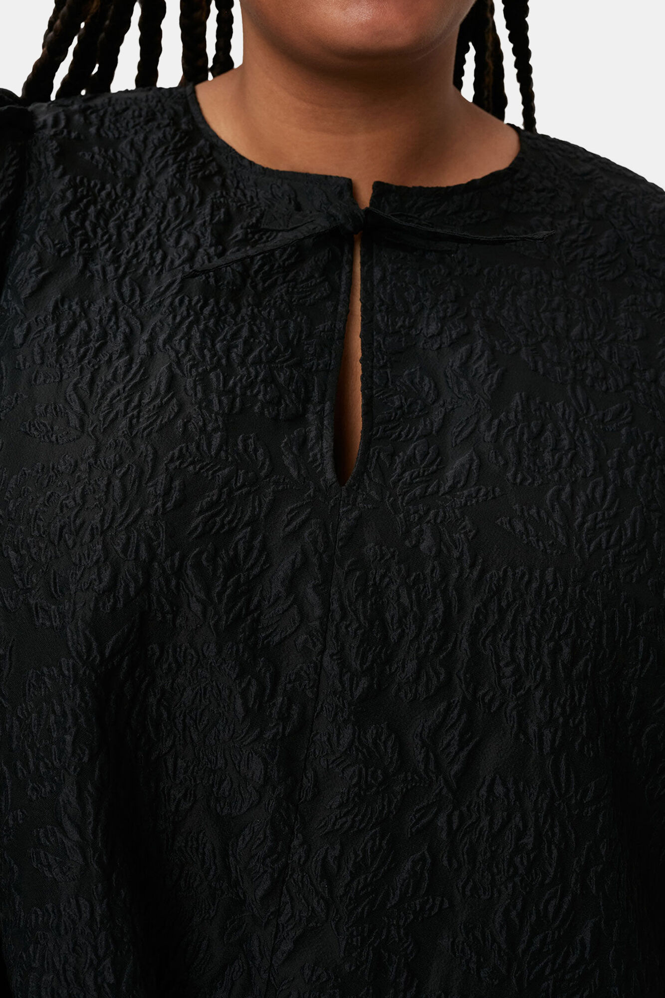 Black Jacquard Organza Mini Dress, Polyamide, in colour Black - 5 - GANNI