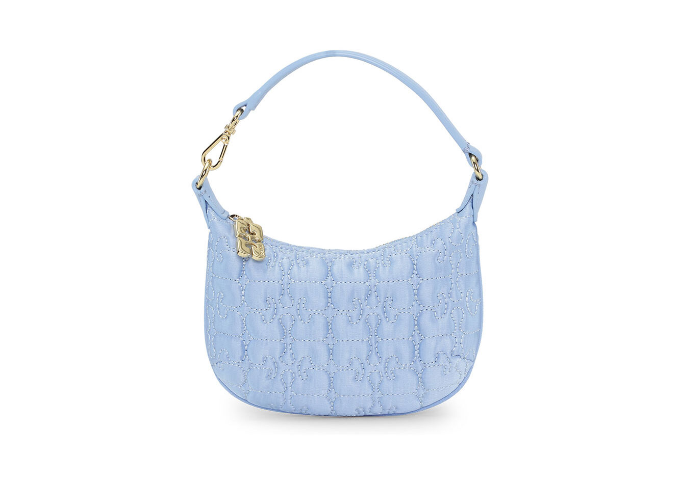 Light Blue Mini Butterfly Pouch Satin Kosmetiktasche, Recycled Polyester, in colour Baby Blue - 1 - GANNI