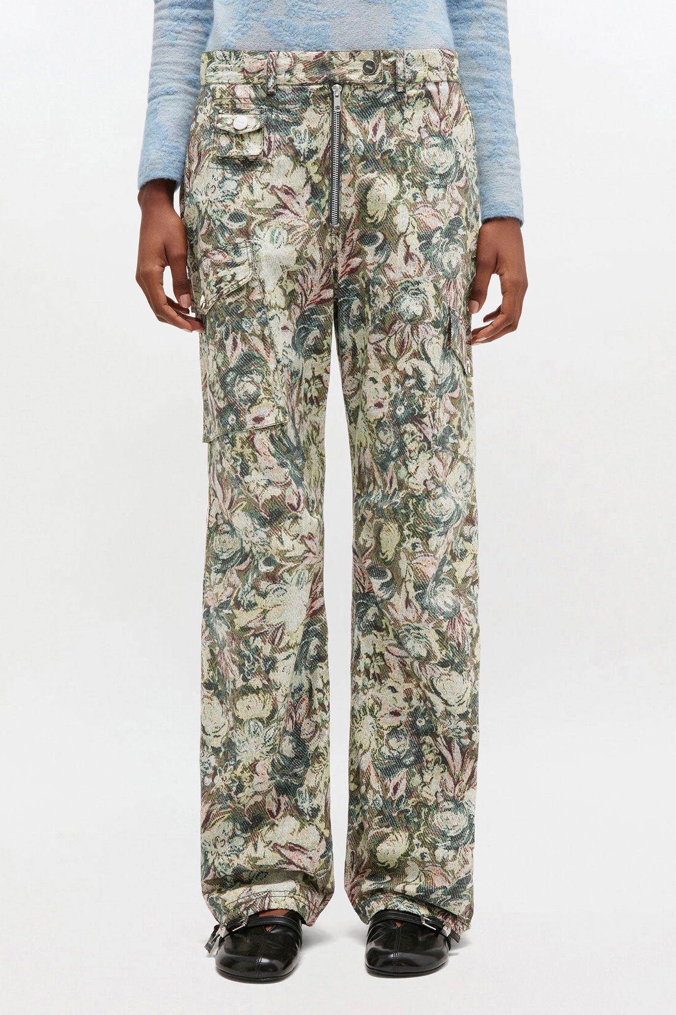 GANNI Embroidered cotton-poplin pants 4万 Pants in Tapestry Twill | GANNI US