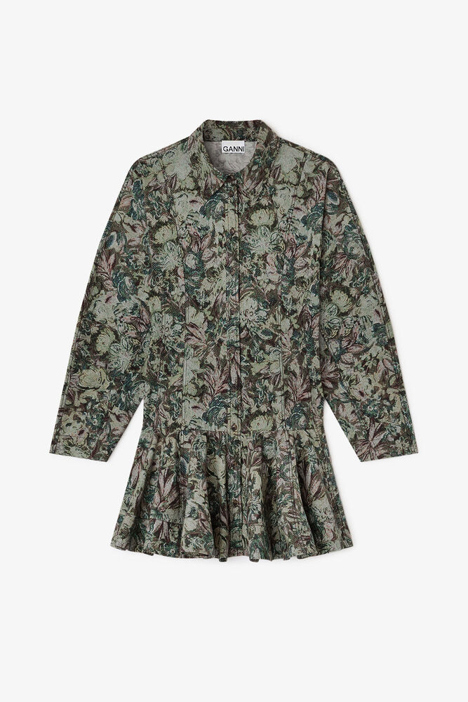 Tapestry Floral Shirt Dress, Jadeite
