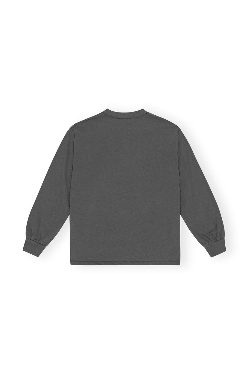 Future Grey Loveclub Long Sleeve-T-skjorte, Organic Cotton, in colour Volcanic Ash - 2 - GANNI