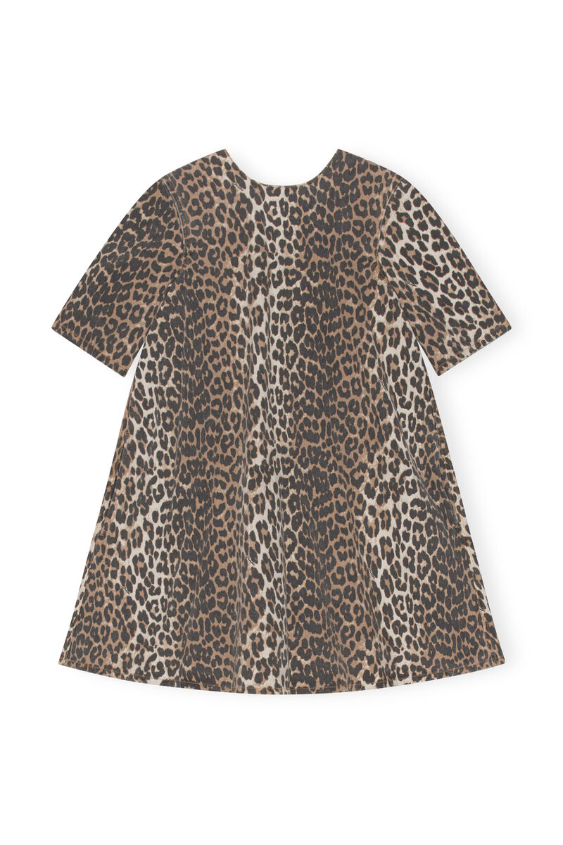 Robe courte trapèze, Cotton, in colour Leopard - 1 - GANNI