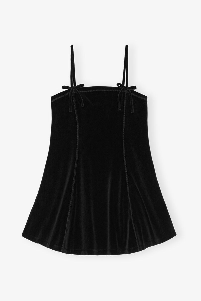 Velour Mini Dress, Cotton, in colour Black - 1 - GANNI