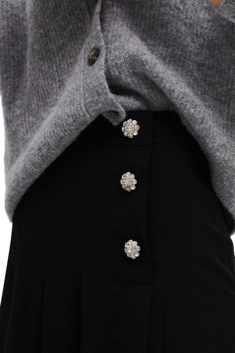 Recycled Suit Mini Skirt, Elastane, in colour Black - 3 - GANNI