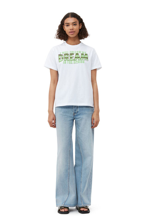 Ganni Short Sleeve Relaxed Dream T-shirt In Bright White