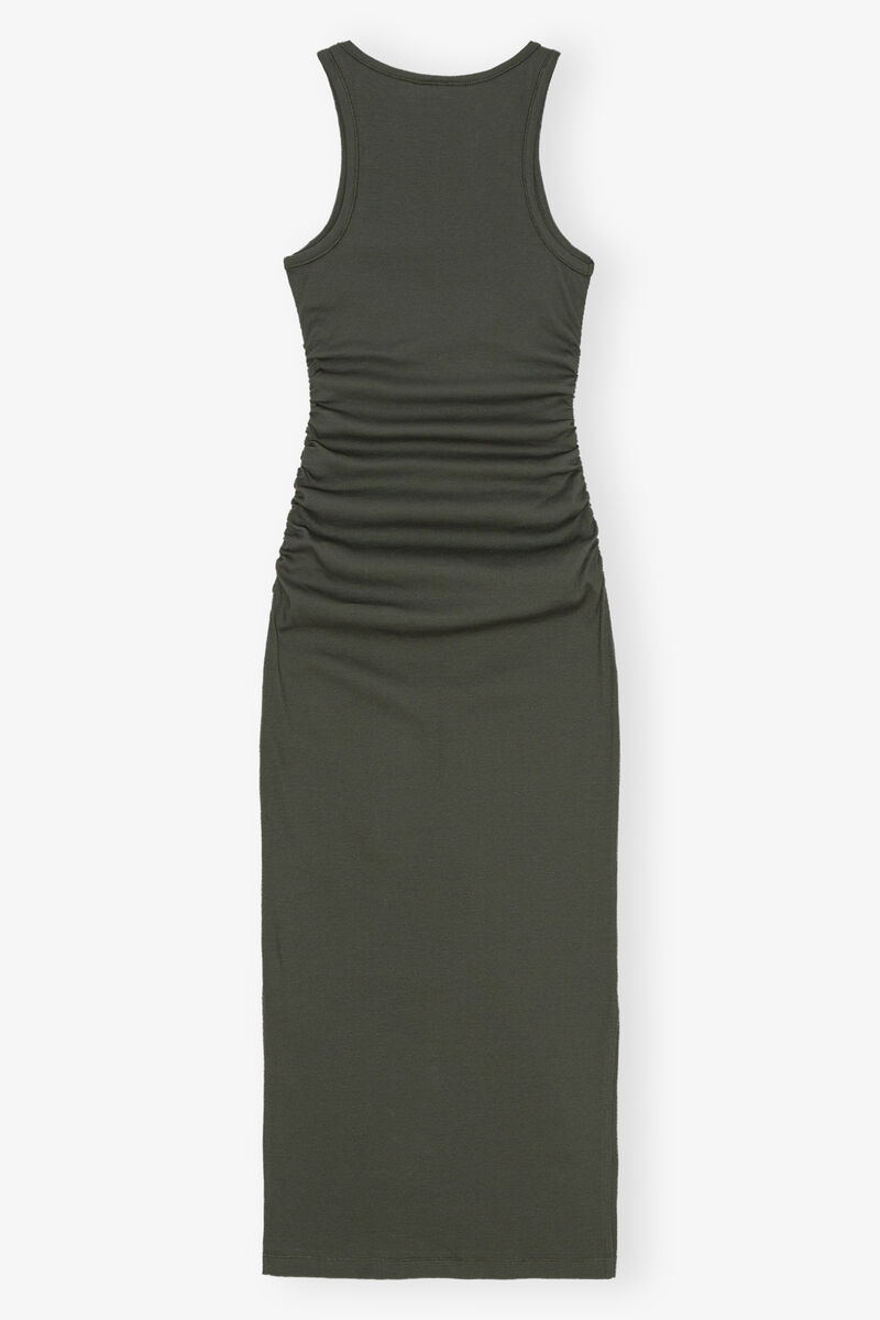 Robe Green Soft Cotton Rib Tank Top Long, Elastane, in colour Climbing Ivy - 2 - GANNI