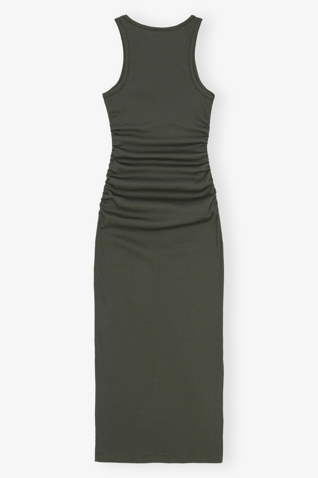 Robe Green Soft Cotton Rib Tank Top Long, Elastane, in colour Climbing Ivy - 2 - GANNI