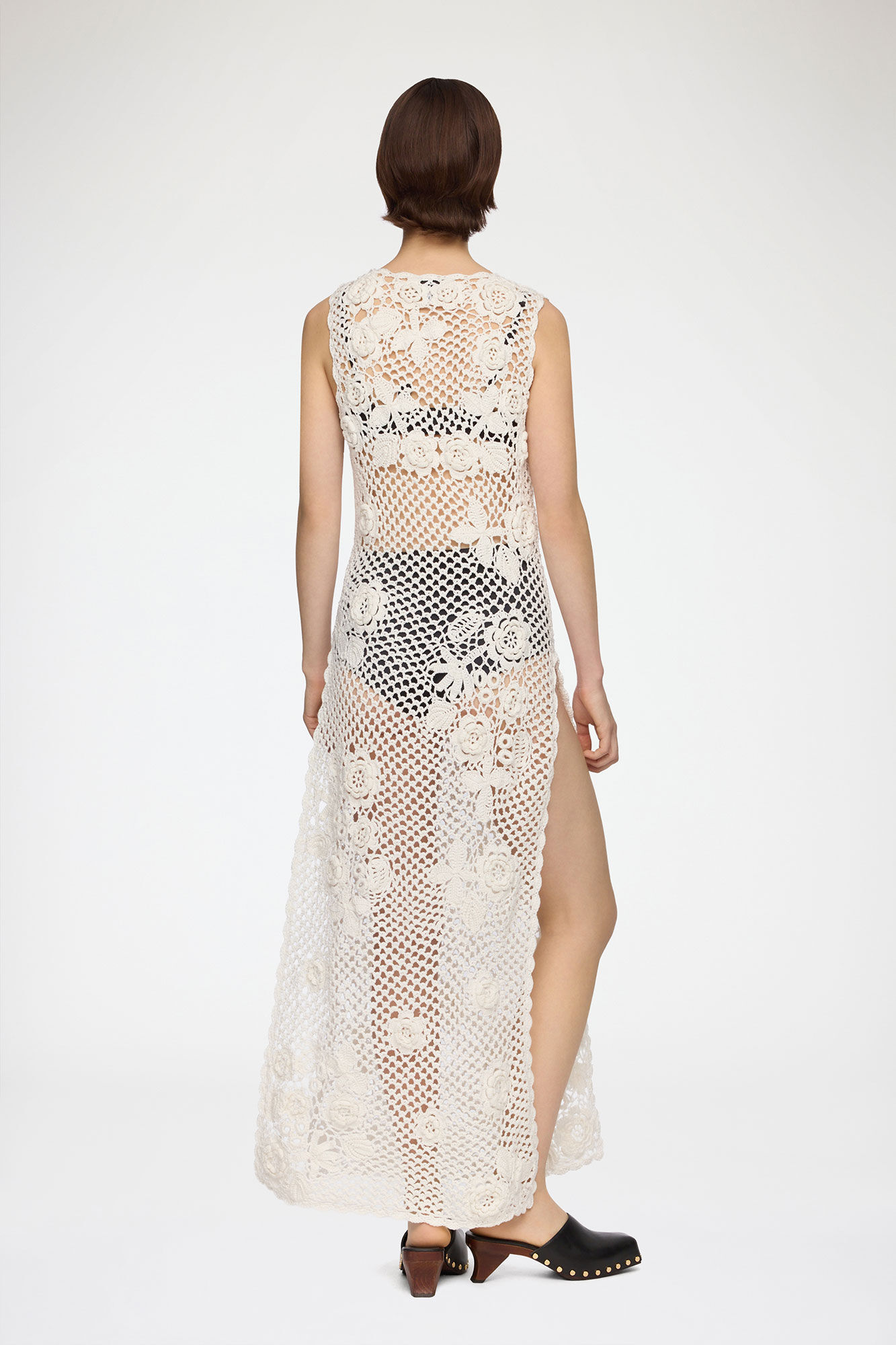 Long Dress in Cotton Crochet, Organic Cotton, in colour Egret - 2 - GANNI