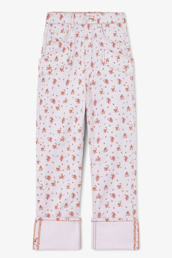 Capri Slim Jeans in Printed Denim, Peachskin