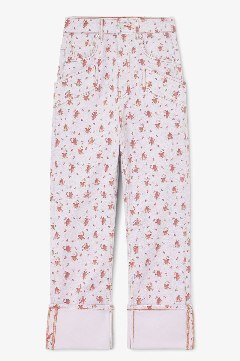 Capri Slim Jeans in Printed Denim, Organic Cotton, in colour Peachskin - 1 - GANNI