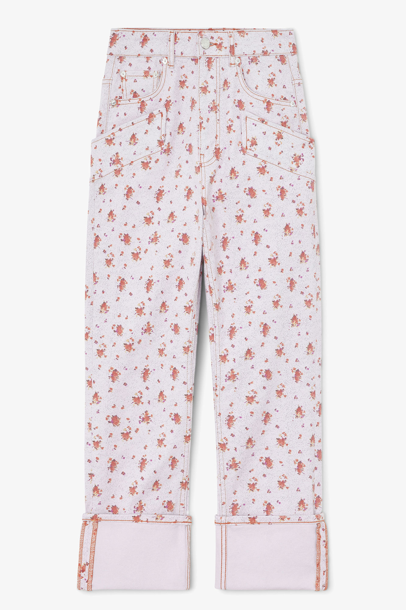 Capri Slim Jeans in Printed Denim, Organic Cotton, in colour Peachskin - 1 - GANNI