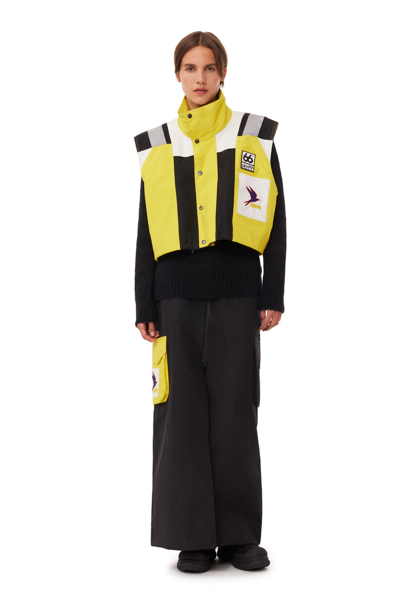 GANNI x 66°North Kria Cropped-vest, Recycled Polyester, in colour Blazing Yellow - 2 - GANNI