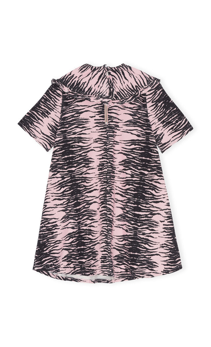 Denim Mini Dress, Cotton, in colour Tiger Stripe Light Lilac - 2 - GANNI
