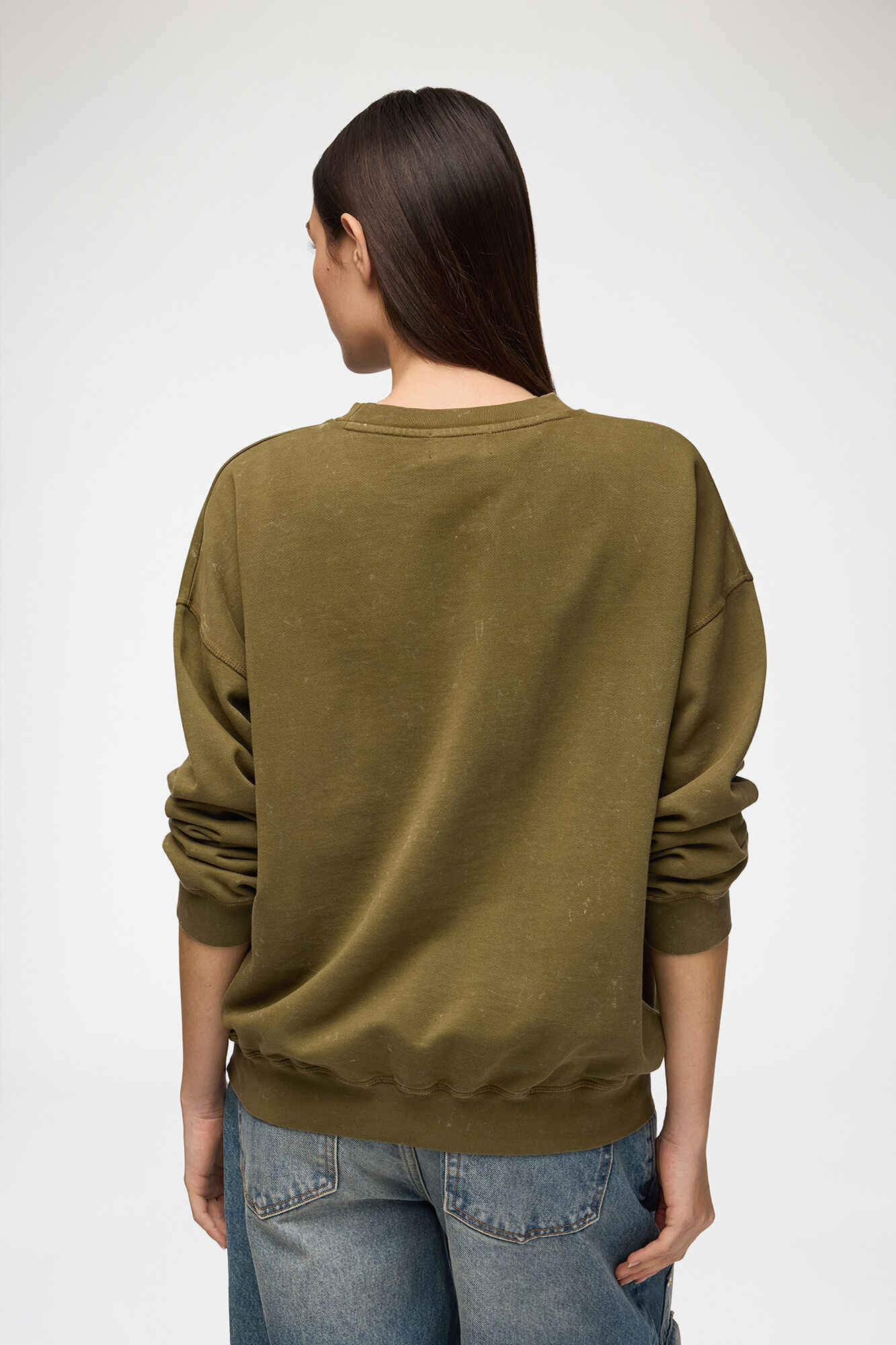 Crewneck with Tiger, Organic Cotton, in colour Military Olive - 3 - GANNI