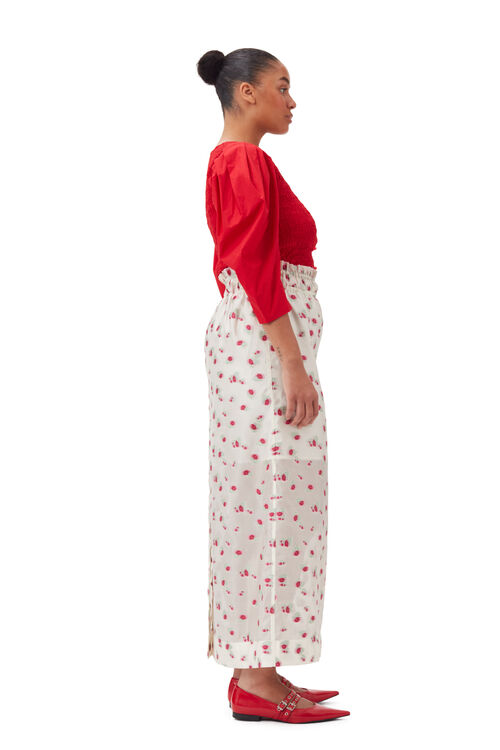Floral Organza Jacquard Long Elasticated kjol, Polyester, in colour Tofu - 6 - GANNI