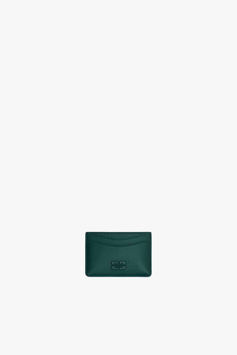 Bou kortholder i gr&oslash;n, Recycled Leather, in colour Dark Green - 1 - GANNI