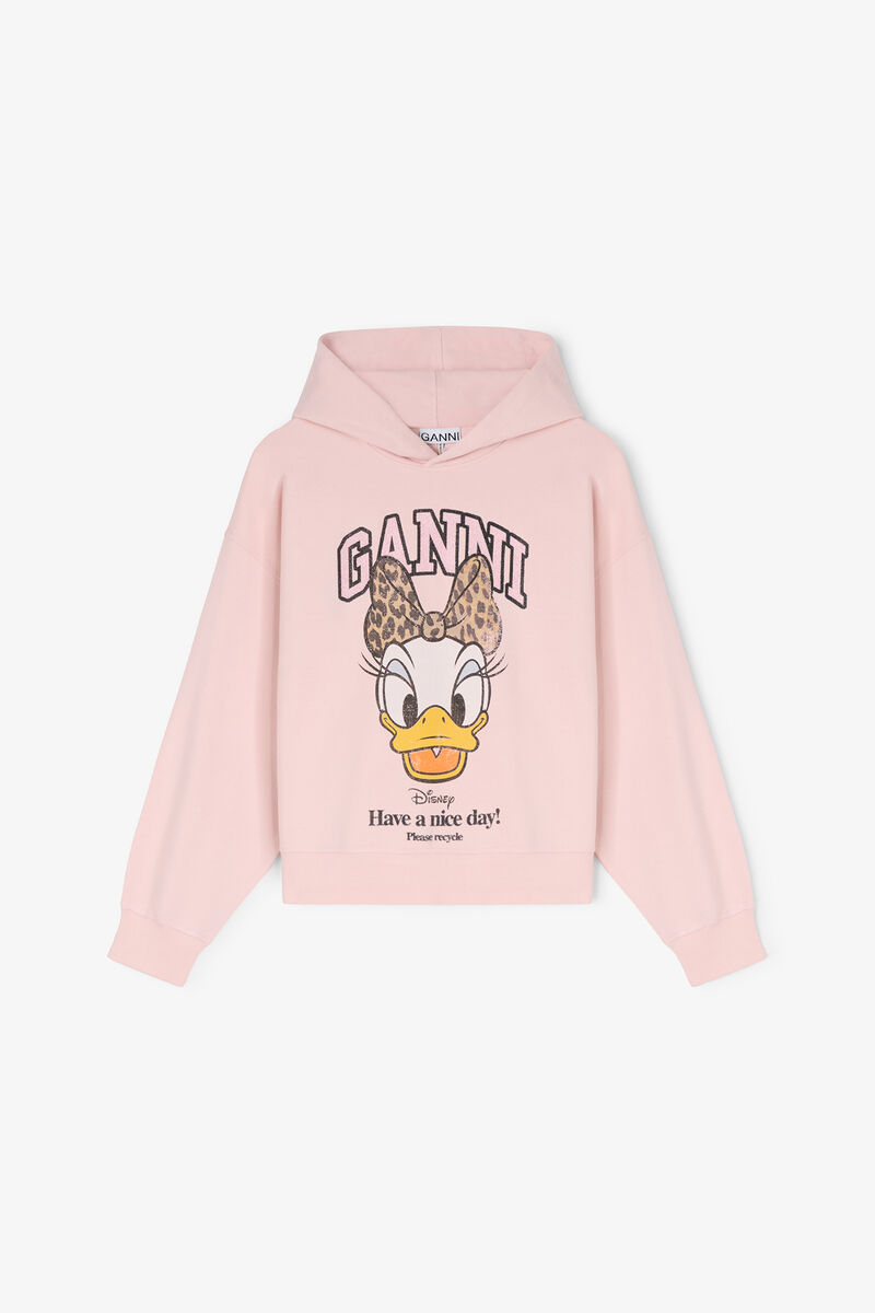 ピンクのデイジーダッククロップドフーディー, Organic Cotton, in colour Chalk Pink - 1 - GANNI