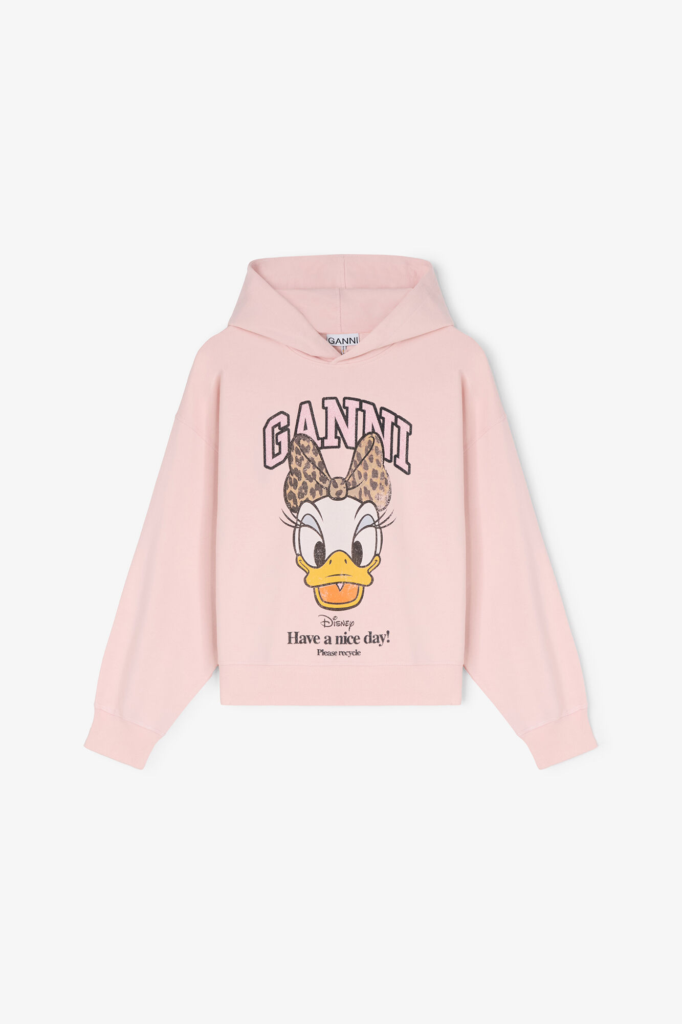 ピンクのデイジーダッククロップドフーディー, Organic Cotton, in colour Chalk Pink - 1 - GANNI