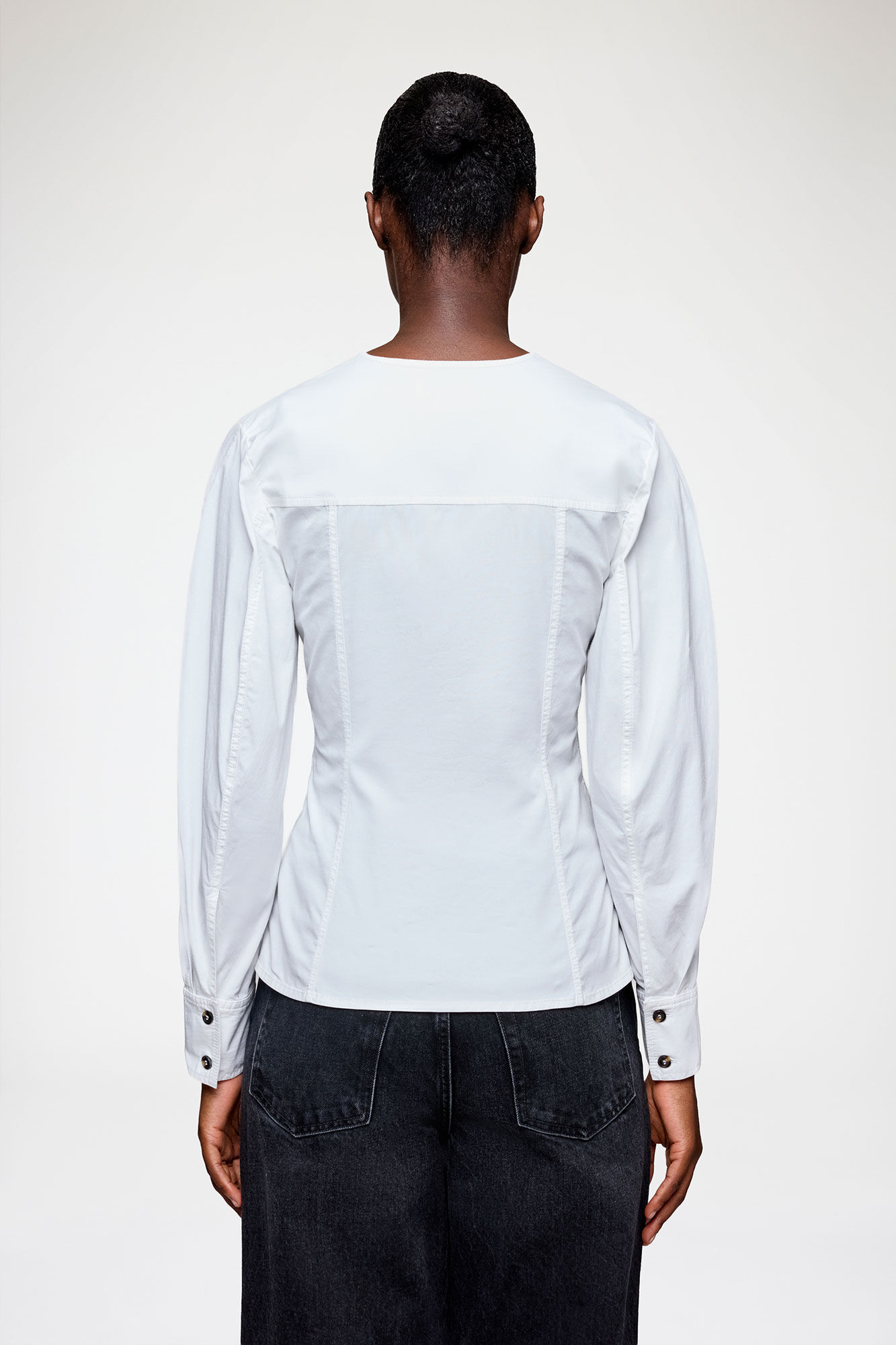 Shirt in White Cotton, Organic Cotton, in colour Bright White - 3 - GANNI