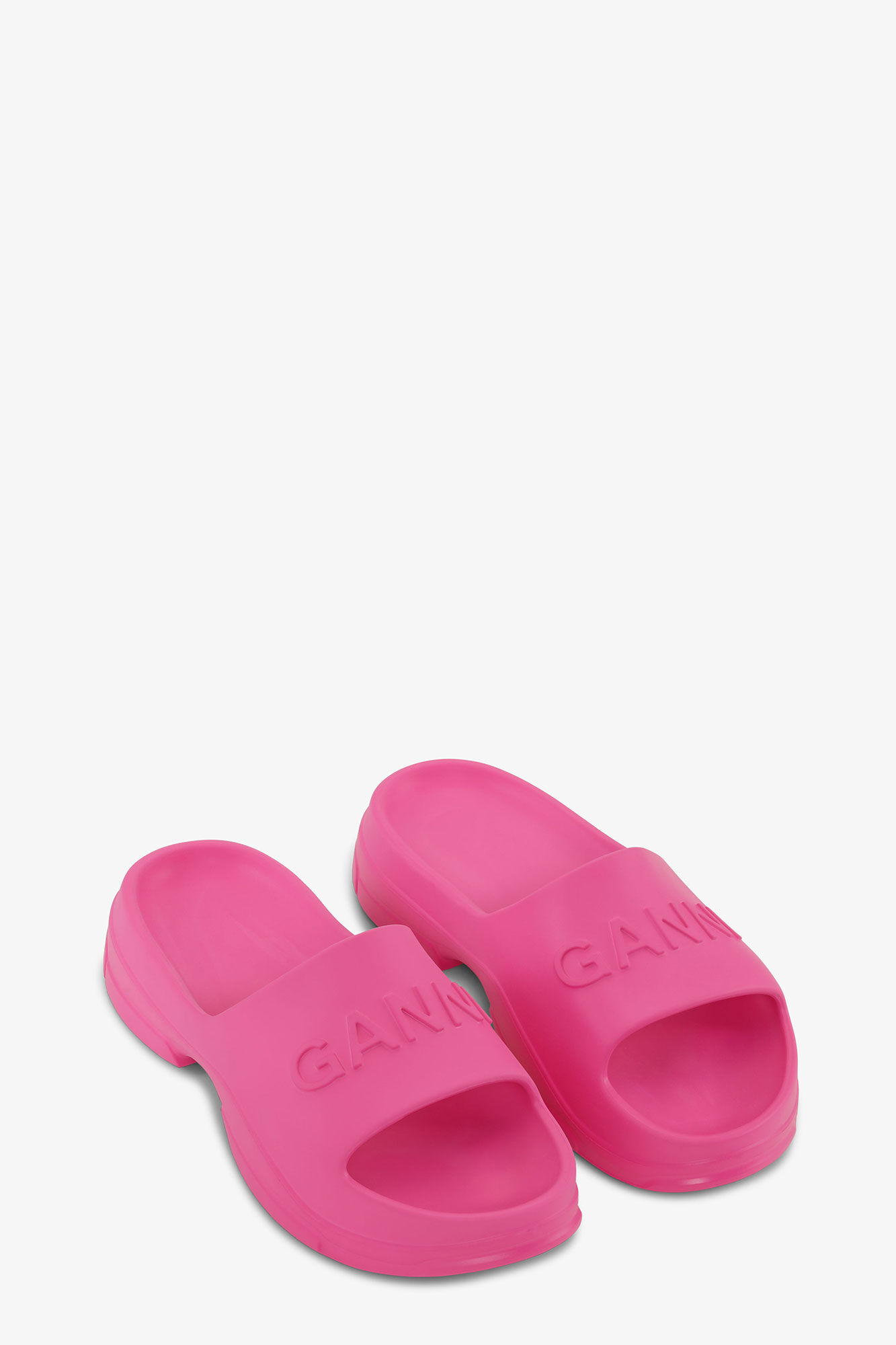 Pink Pool Slide Sandal, Acetate, in colour Shocking Pink - 3 - GANNI
