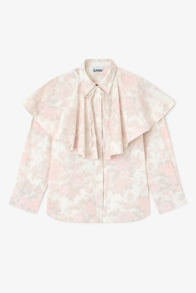 Floral Circle Collar Shirt, Bright White