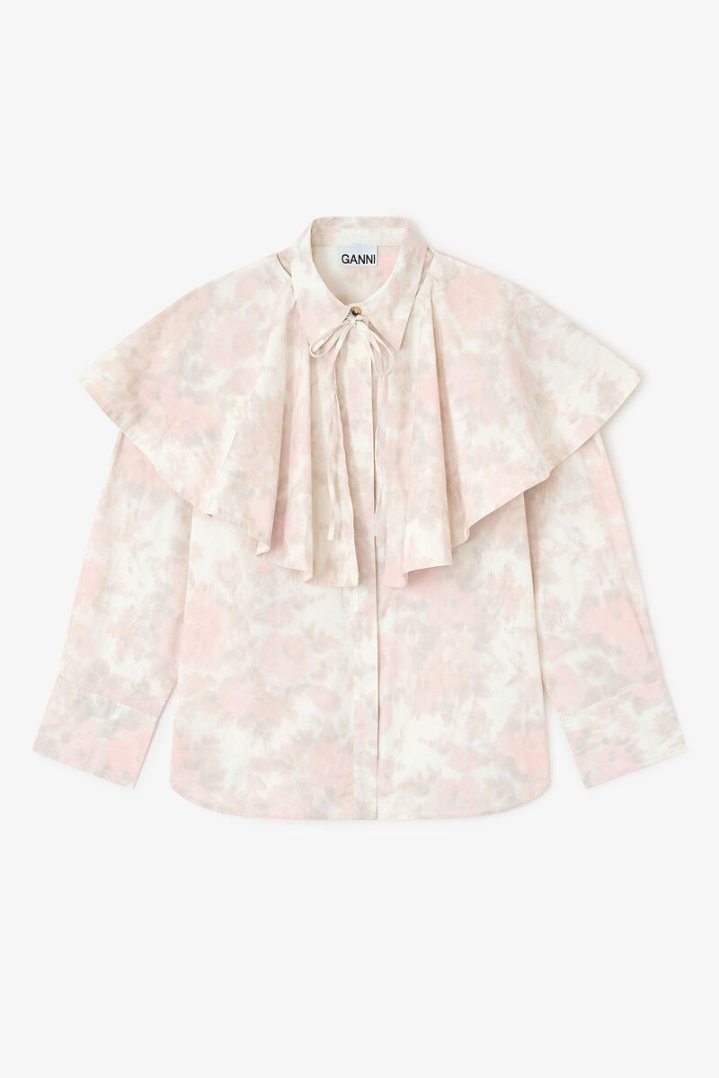 Floral Circle Collar Shirt, Elastane, in colour Bright White - 1 - GANNI