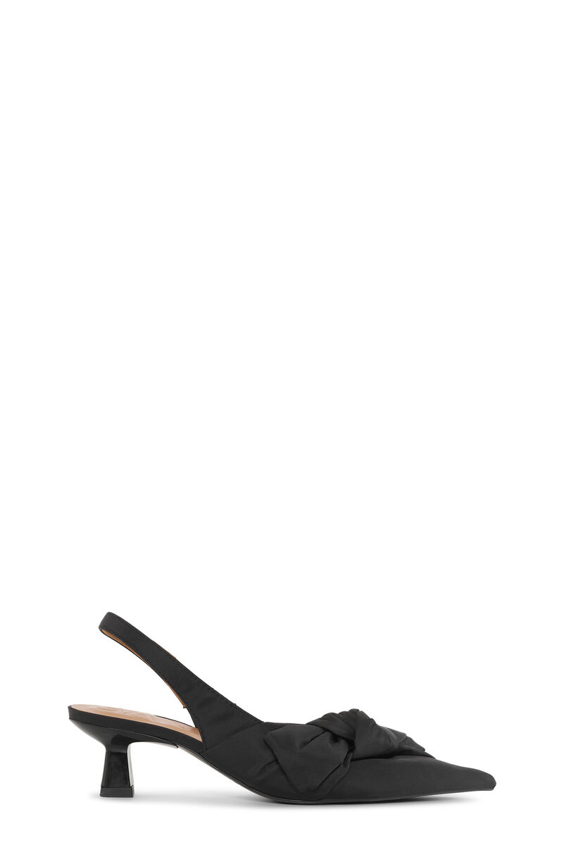Soft Bow Slingback Pumps, Nylon, in colour Black - 1 - GANNI