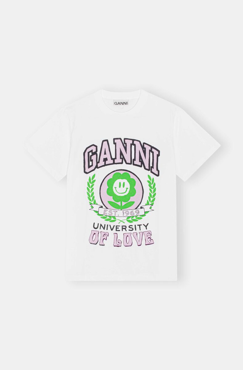 Flower University Of Love T-shirt, Cotton, in colour Bright White - 1 - GANNI
