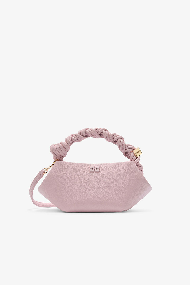 Grained Mini Bou Bag, in colour Chalk Pink - 1 - GANNI