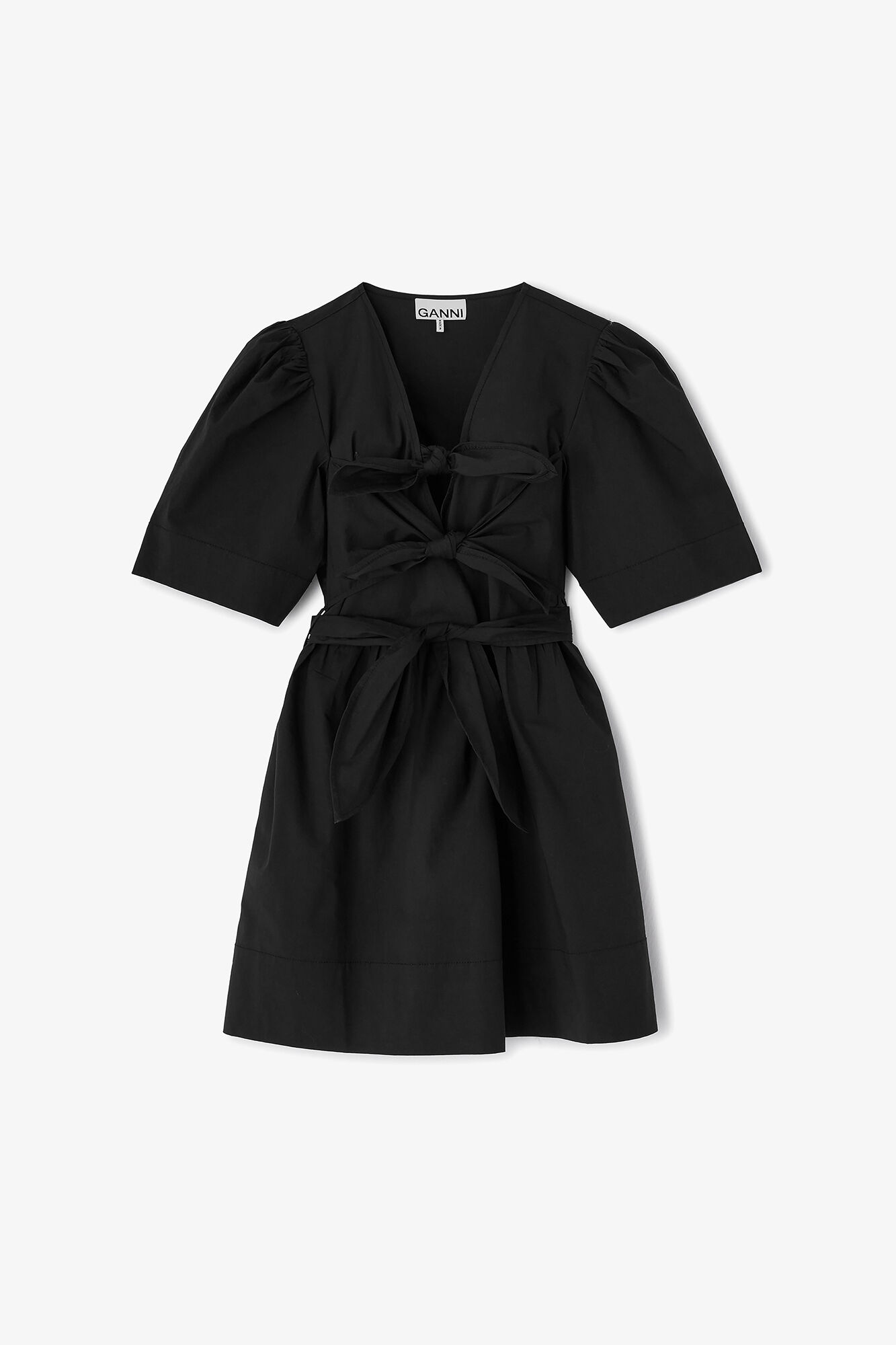 Cotton Mini Dress, Organic Cotton, in colour Black - 1 - GANNI