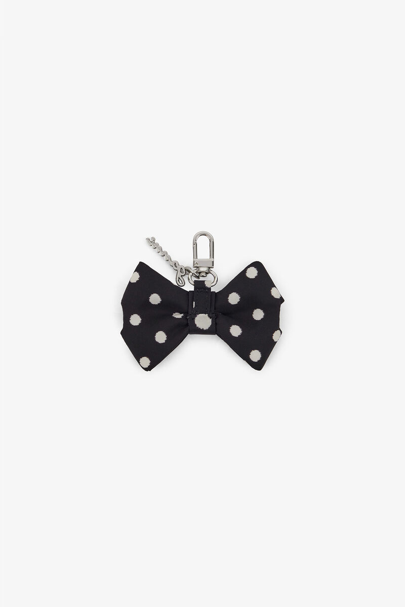 Bow Charm with Dots, Recycled Polyamide, in colour Black - 2 - GANNI