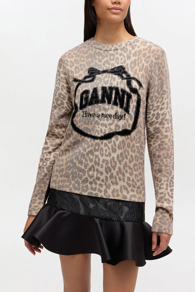 Graphic Wool Jumper, Leopard