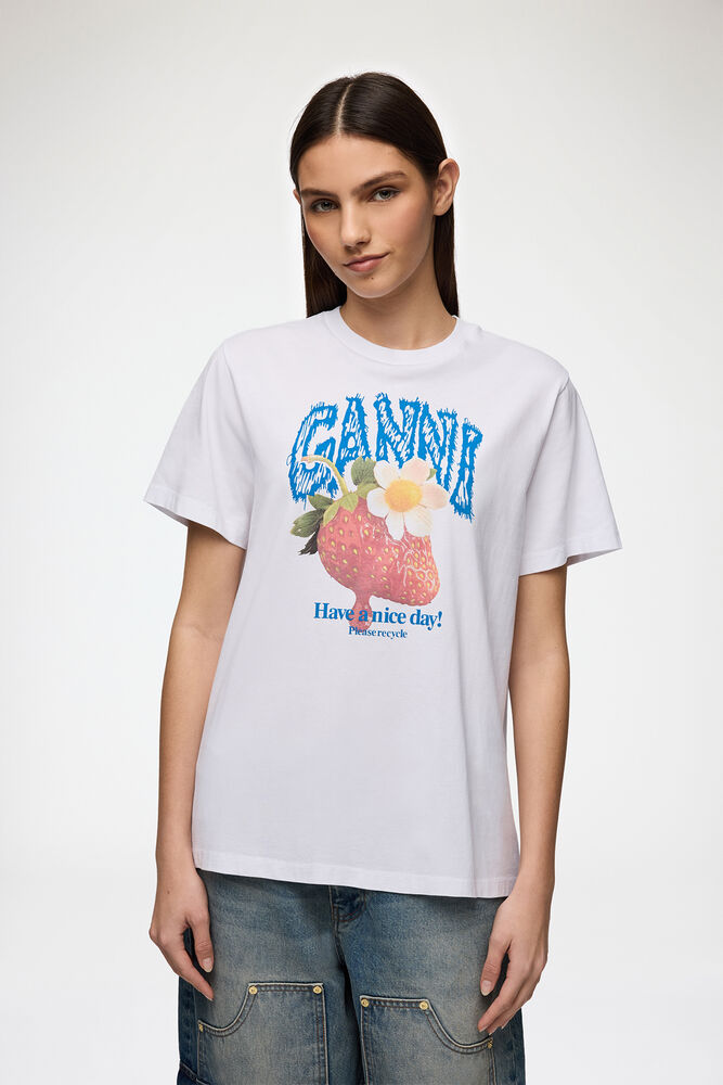 T-shirt with Strawberry, Bright White