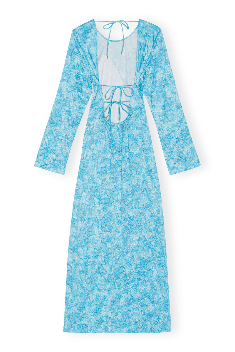 Crinkled Satin Maxi Dress, Elastane, in colour Ethereal Blue - 2 - GANNI