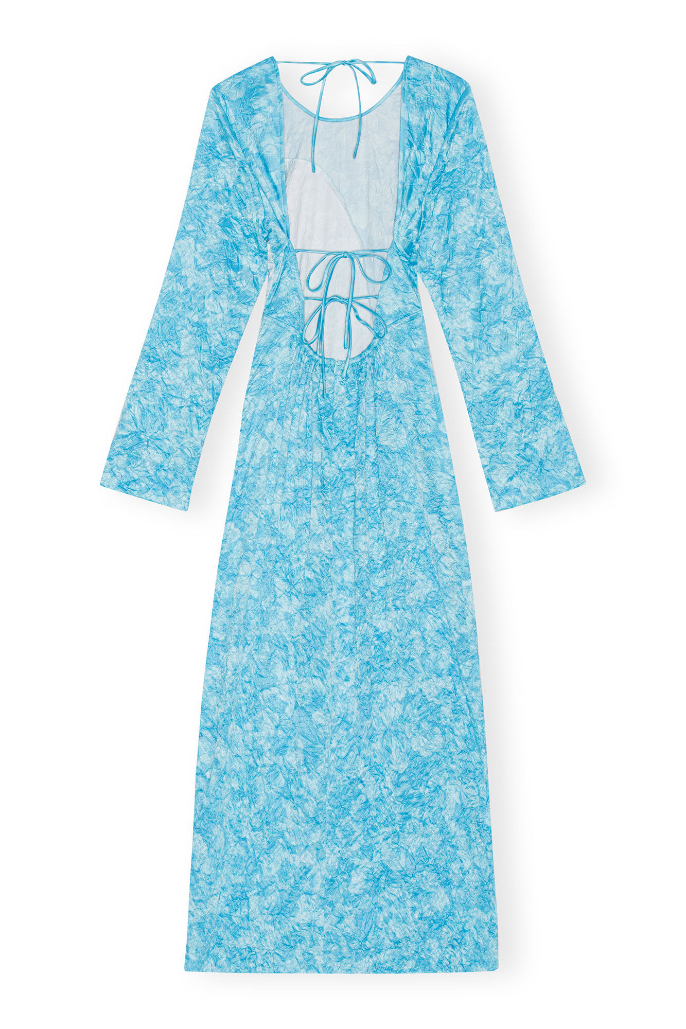 Crinkled Satin Maxi Dress, Elastane, in colour Ethereal Blue - 2 - GANNI