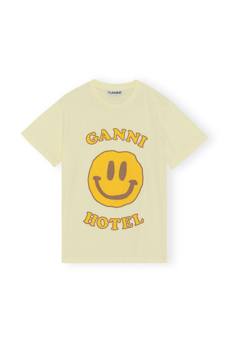Logo T-shirt, Cotton, in colour Flan - 1 - GANNI