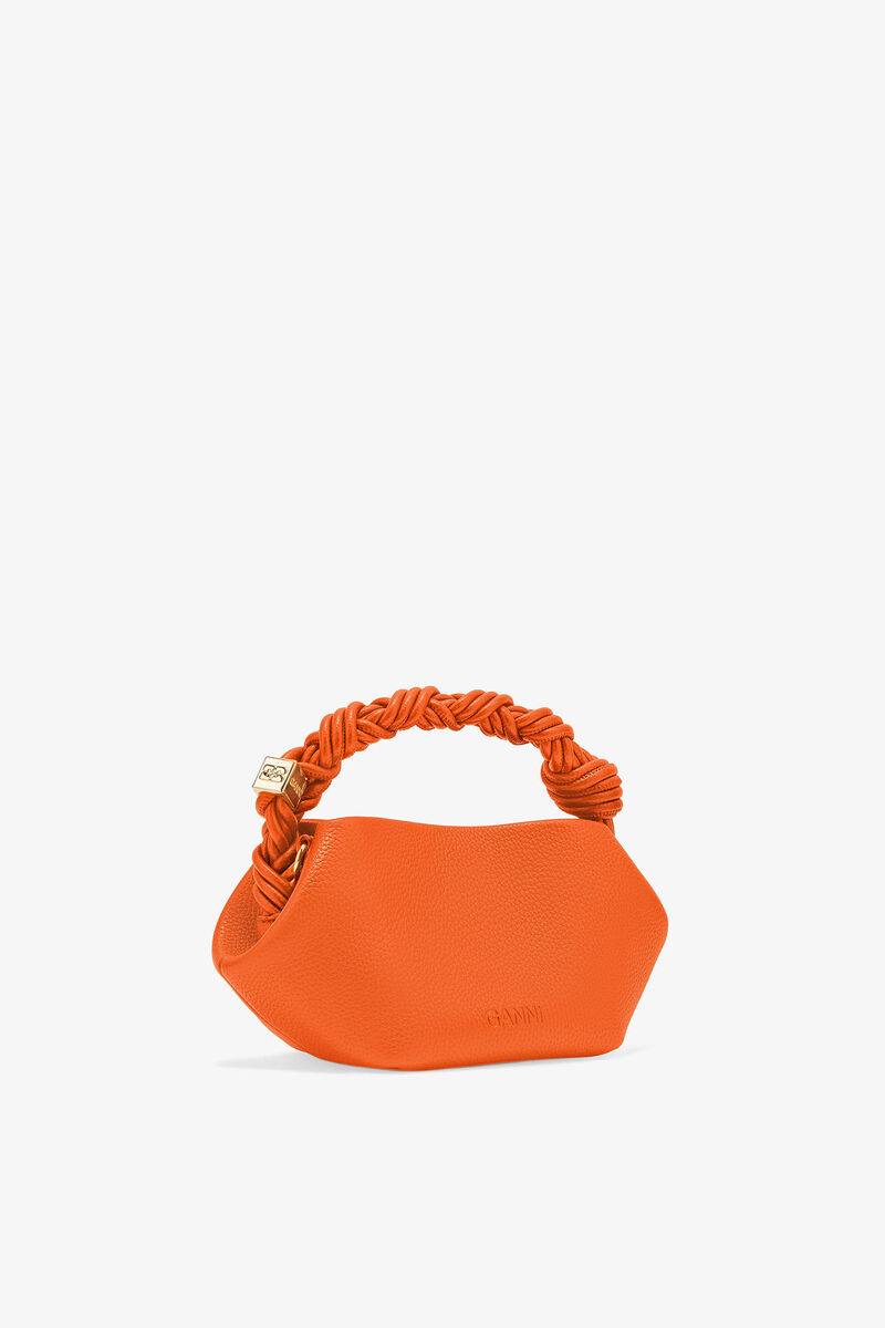 Oransje, mini GANNI Bou-veske med kornet tekstur, Polyurethane, in colour Russet Orange - 2 - GANNI