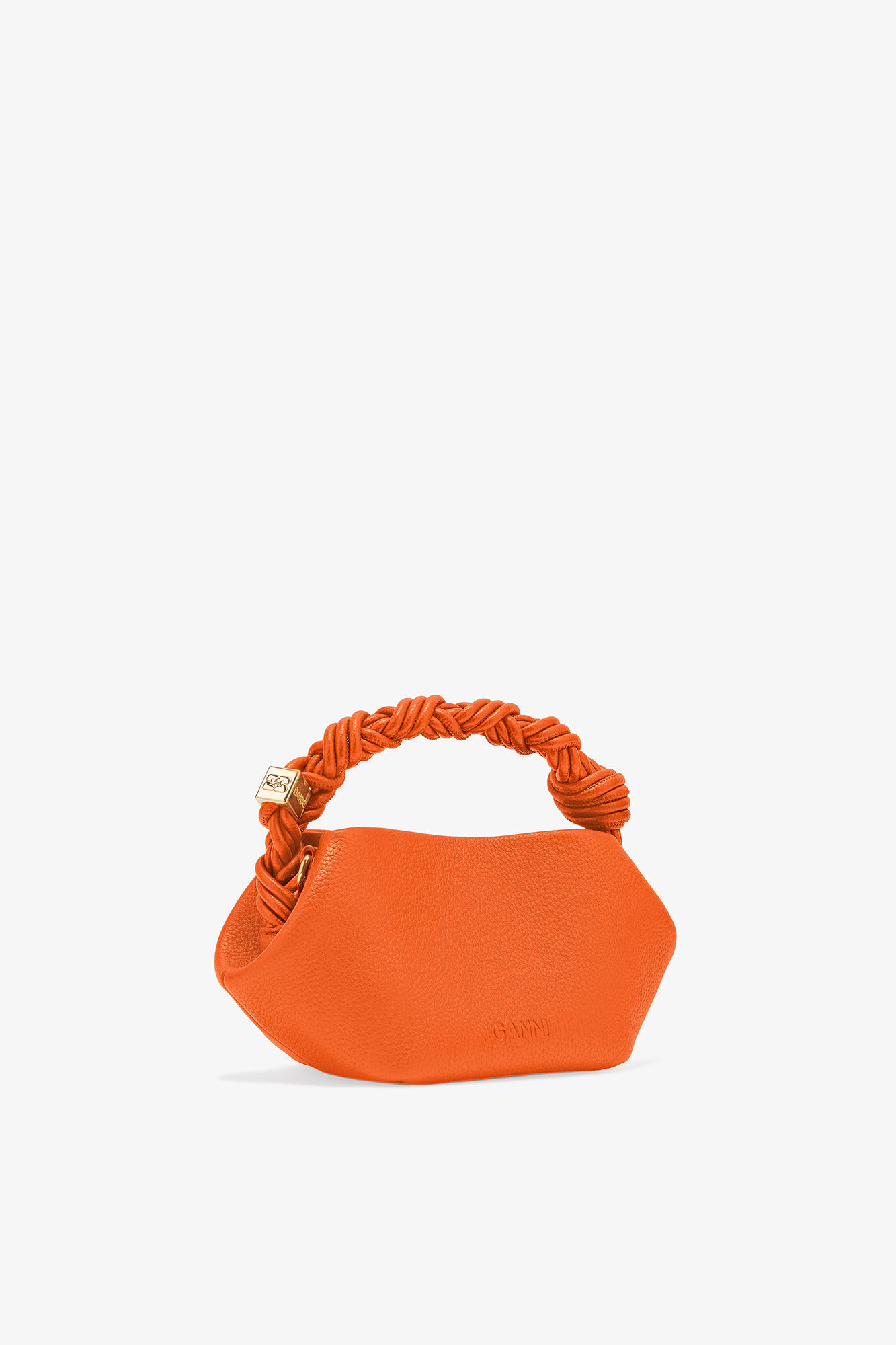 Oransje, mini GANNI Bou-veske med kornet tekstur, Polyurethane, in colour Russet Orange - 2 - GANNI