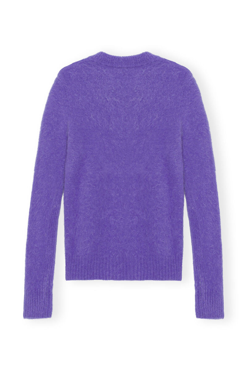 Purple Brushed Alpaca O-Neck Sweater, Alpaca, in colour Simply Purple - 2 - GANNI