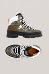Sporty Hiking Boots, Leather, in colour Kalamata - 2 - GANNI